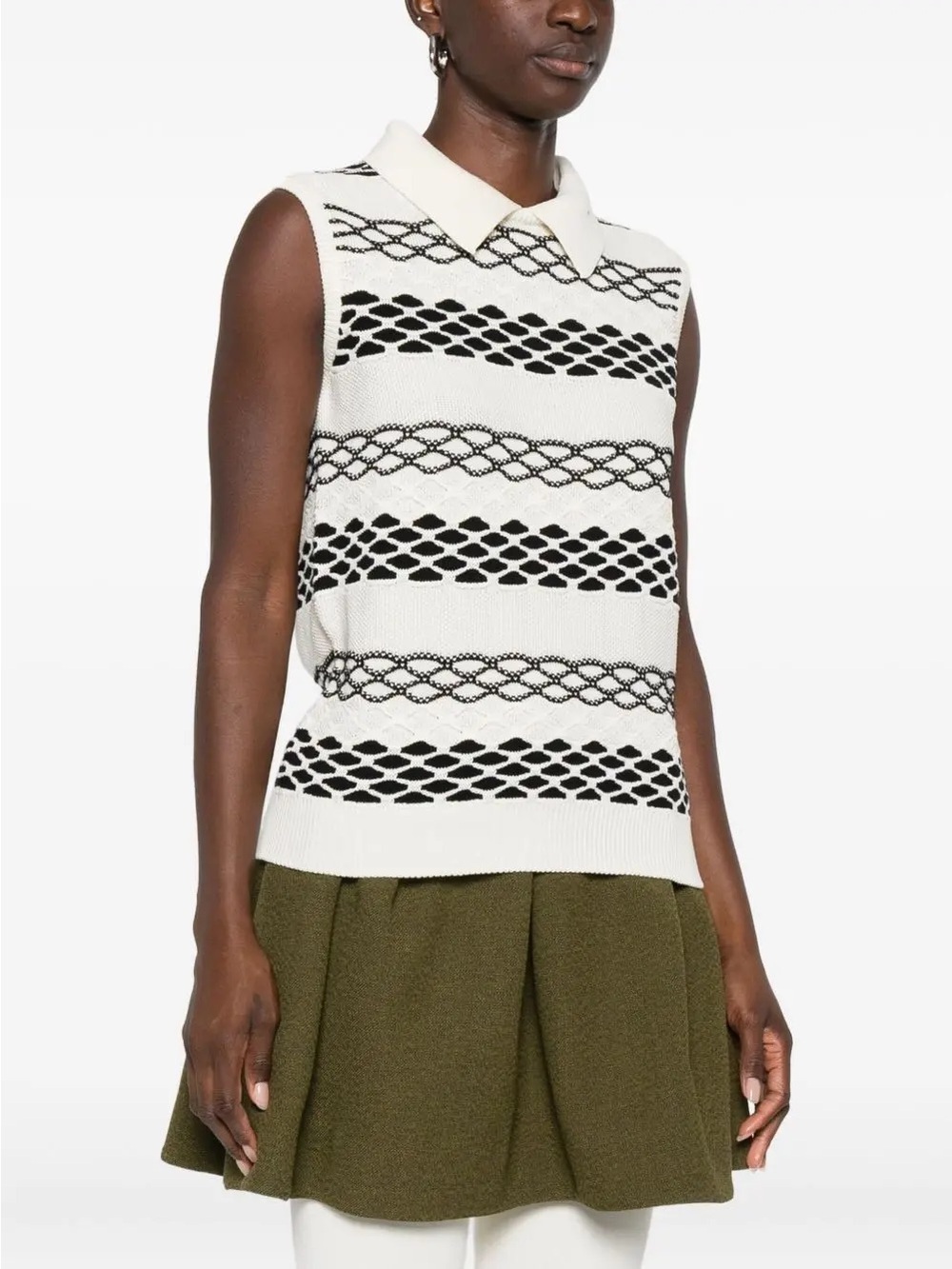 Loewe Cream and Black Sleeveless Knit Polo Vest - Picture 3 of 4